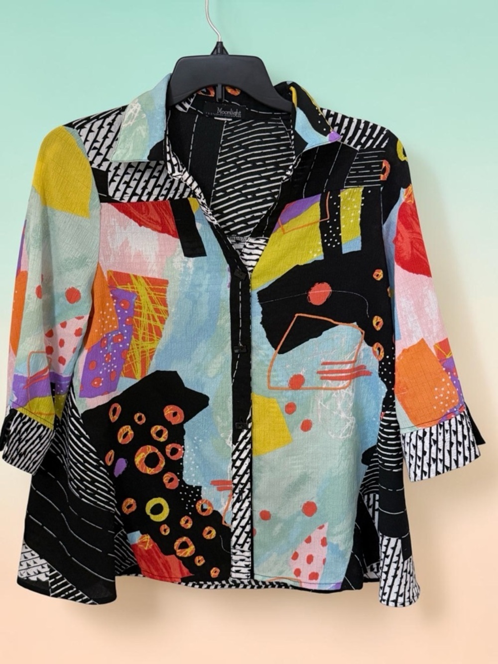 Moonlighting Abstract Multicolor Button-Up Blouse - Women
